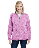 J America 8451 Women's Epic Sherpa Quarter-Zip in Magenta heather