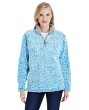 J America 8451 Women's Epic Sherpa Quarter-Zip in Sapphire heather