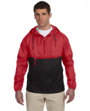 Harriton M750 Adult Packable Nylon Jacket in Red/ black