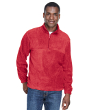 Harriton M980 Adult 8 oz. Quarter-Zip Fleece Pullo in Red