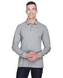 Harriton M265L Men's 5.6 oz. Easy Blend™ Long-Sl in Grey heather