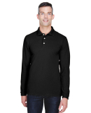 Harriton M265L Men's 5.6 oz. Easy Blend™ Long-Sl in Black