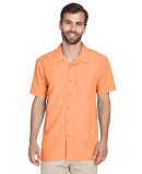 Harriton M560 Men's Barbados Textured Camp Shirt in Nectarine