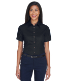 Harriton M500SW Ladies' Easy Blend™ Short-Sleeve in Black