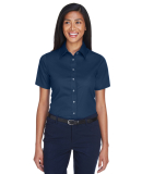 Harriton M500SW Ladies' Easy Blend™ Short-Sleeve in Navy