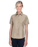 Harriton M580W Ladies' Key West Short-Sleeve Perfo in Khaki