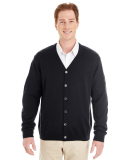 Harriton M425 Men's Pilbloc™ V-Neck Button Cardi in Black