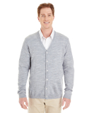 Harriton M425 Men's Pilbloc™ V-Neck Button Cardi in Grey heather
