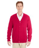 Harriton M425 Men's Pilbloc™ V-Neck Button Cardi in Red
