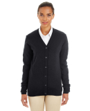 Harriton M425W Ladies' Pilbloc™ V-Neck Button Ca in Black
