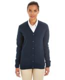 Harriton M425W Ladies' Pilbloc™ V-Neck Button Ca in Dark navy