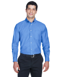 Harriton M600 Men's Long-Sleeve Oxford with Stain- in French blue