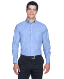 Harriton M600 Men's Long-Sleeve Oxford with Stain- in Light blue