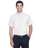Harriton M600S Men's Short-Sleeve Oxford with Stai in White
