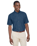 Harriton M550S Men's 6.5 oz. Short-Sleeve Denim Sh in Dark denim