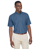 Harriton M550S Men's 6.5 oz. Short-Sleeve Denim Sh in Light denim