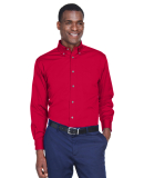 Harriton M500 Men's Easy Blend™ Long-Sleeve Twil in Red