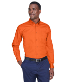 Harriton M500 Men's Easy Blend™ Long-Sleeve Twil in Team orange