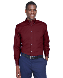 Harriton M500 Men's Easy Blend™ Long-Sleeve Twil in Wine