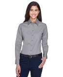 Harriton M500W Ladies' Easy Blend™ Long-Sleeve T in Dark grey