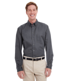 Harriton M581 Men's Foundation 100% Cotton Long-Sl in Dark charcoal