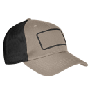 Big Accessories BA656T Patch Trucker Cap in Khaki/ black/ black