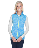 J America 8625 Cosmic Fleece Women's Vest in Electric blue/ neon green