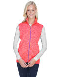 J America 8625 Cosmic Fleece Women's Vest in Fire coral/ magenta