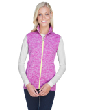 J America 8625 Cosmic Fleece Women's Vest in Magenta/ neon yellow