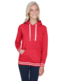 J America 8651 Relay Women's Hooded Pullover Sweat in Red