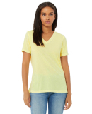 BELLA 6405 Ladies Relaxed V-Neck T-shirt in Pale yellow triblend