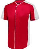 Augusta Sportswear 1655 Adult Full-Button Baseball in Red/ white