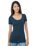 Bayside Apparel 3405 Junior's 4.2 oz., Fine Jersey in Heather navy