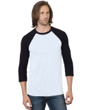 Bayside Apparel 9525 Unisex 4.2 oz., Triblend 3/4- in White/ black