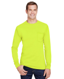 Hanes W120 Adult Workwear Long-Sleeve Pocket T-Shi in Safety green