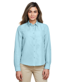 Harriton M580LW Ladies' Key West Long-Sleeve Perfo in Cloud blue