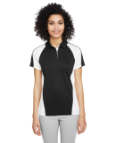 Harriton M385W Ladies' Advantage Snag Protection P in Black/ white/ dark charcoal