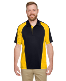 Harriton M385 Men's Advantage Snag Protection Plus in Black/ sunray yellow/ dark charcoal