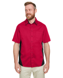Harriton M586T Men's Tall Flash IL Colorblock Shor in Red/ black