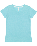 LA T 3591 Ladies' V-Neck Harborside Melange Jersey in Caribbean melange