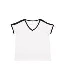 LA T 3832 Ladies' Curvy Retro Ringer T-Shirt in White/ black