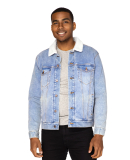 Threadfast Apparel 372J Unisex Sherpa-Lined Denim  in Light denim/ off white