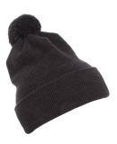 Yupoong-Flex Fit 1501P Cuffed Knit Beanie with Pom in Dark grey