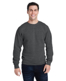 J America 8870 Adult Triblend Crewneck Sweatshirt in Black triblend