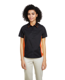Harriton M586W Ladies' Flash IL Colorblock Short S in Black/ team orange