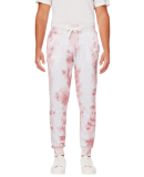 J America 8884 Adult Tie Dye Fleece Jogger in Dusty rose tie dye