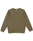 LA T 6925 Unisex Eleveated Fleece Sweatshirt in Military green