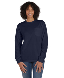 Hanes GDH250 Unisex Garment-Dyed Long-Sleeve T-Shi in Navy