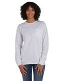 Hanes GDH250 Unisex Garment-Dyed Long-Sleeve T-Shi in White