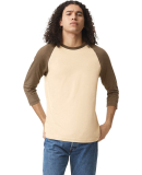 American Apparel 2003CVC Unisex CVC Raglan T-Shirt in Heather bone/ heather army
